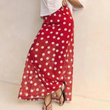 Pbong  Women Polka Dots Skirts Elegant Fashion High Rise Elastic Waist Semi See Through Flowy Long Skirt Y2K Streetwear