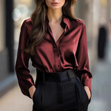 Pbong  Fall Long Sleeve Shirts For Women Fashion Loose Office Lady Elegant Button Blouse Casual