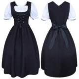 Women German Dirndl Dress Medieval Renaissance Lace Up Festival Dress Oktoberfest Costume Cosplay Costume Party Dress for Female