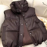 Pbong  Hot Sale Of The Season New Women's down Cotton Vest Short Loose Outerwear Fashionable Autumn Winter Design Pure Color Cotton Jac