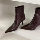 Pbong  Winter New Brand Women High Heel Short Boots Fashion Pointed Toe Ladies Elegant Ankle Boots High Heel Dress Pumps Boots Women