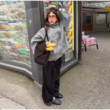 Solid High Neck Double Button Topcoat Dropped Shoulder Loose 2025 Autumn Short Elegant Jacket Women Urban Casual Lady Outerwear