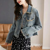 New Spring Summer 2025 Loose Versatile Elegant Women's Denim Coat Casual Temperament Korean Version Female Cowboy Outwear