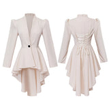 Women Medieval Victorian Gothic Steampunk Coat Tuxedo Tailcoat with Irregular Hem Vintage Trench Frock Outfit for Cosplay Party