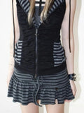 2000s Subculture Striped Slim Mini Skirts Y2k American Vintage Hot Girl Short Party Skirt Japanese Harajuku Summer Casual Skirts