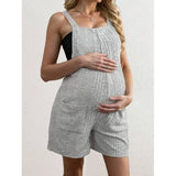 Pbong  Summer Casual Fashionable Maternity Strap Breathable One-piece Shorts in Solid Color Comfortable  Sleeveless For Pregnant Women