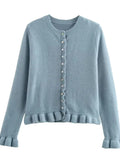 2025 New Women's European & American French Design Sweaters Female Elegant Simple Layered Decoration Versatile Knitted Cardigans