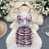 Chic Sexy butterfly print lace Spliced Fairy  Summer  Women Boho Sundress  women clothing mini dress