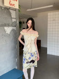 Cat And Floral Print Summer Skirt For Woman 2025 Knee Length Cute Skirt Designer Woman Bottoms Fashion Clothing
