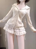 Y2k Kawaii Japan Sweet Print Long Sleeve Zipper Hooded Sweatshirts Subculture Loose Casual Hoodies Women Tops 2000s Vintage Coat