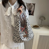 Pbong  Street Style Large Capacity Commuter Tote Bag Women Casual Single Shoulder Fashionable Trendy Leopard Print Handbag