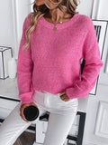 Women's autumn and winter casual round neck long sleeved pullover knitted sweater