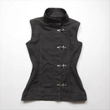 Pbong  New Chinese Style Vintage Korea Chic Single Breasted Vest Stand Collar Sleeveless Cruel Moda Coat Trendy Hot Sell Slim Women Top