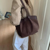 Pbong  New Luxury Designer Suede Leather Shoulder Bag Large Capacity Tote Bag Vintage Hobo Bucket Bag Retro Top-Handle Bags ﻿