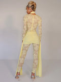 Sexy Lace Jumpsuit Women Sheer Lace Patchwork Long Sleeve Jumpsuits Female Elegant Draped Ruched Skinny Jumpsuit