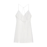 Sexy Fashion Backless Women Dress New V-neck Solid Color Summer White Short Dress Elagant Slim Party Dress Vestidos