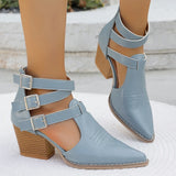 Pbong  Punk Style Buckle Strap High Heels Sandals Women Pointed Toe Chunky Heeled Gladiator Shoes Woman Ankle Strap Summer Ankle Boots