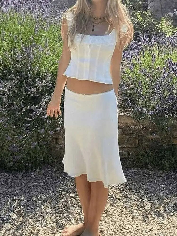 Boho Inspired Lace Ruffle Trim White dress women satin slim fit sexy women party dress new spring summer dress chic y2k dress