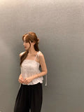 Y2k Clothes South Korea Chic Tanks Summer French Sweet One-line Shoulder Tops Chest Design Tie Bow Slimming Waistcoat