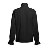 New European American Ruffle Fold Shirt for Men Halloween Role Playing Costume Medieval Victorian Steampunk Men's Camisa