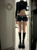 Woman Casual Hot Slim Pants Low Waist Jean Solid Color Wash shorts Goblin Denim Shorts Y2k Classical Sexy Gyaru Dark Academia