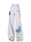 Women Dark Academia Low Rise 2000s Y2k Japanese Denim Pants Harajuku Bell Bottoms Long Trousers 2000s Flare Jean Gyaru Harajuku