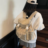 Women's Cloth Big Soft Backpacks Design Backpack for Teens Girls School Bag Simple Solid Color Travel Back Pack