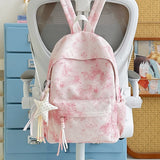 Women Star Print Backpack Polka Dot Star Charm Lightweight Student School New Trend Fashion Daypack Female Book Backpacks