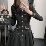 Pbong  Winter Black Mini Dress Slimming Waist Design Cover up Flattering Style Elegant Ladylike Look Fashionable And Stylish Skirt