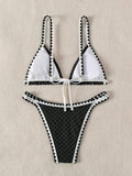 Triangle Bikini Set Strappy Swimsuit Women Solid Swimwear Female Sexy Bathers Bathing Swimming Swim Suit Beachwear