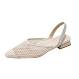 Pbong  Pointed Toe Women's Sandals Mesh Heeled Shoes Woman Elegant Slippers Chunky Walking Dress Slippers Fashion Mujer De Sandalias
