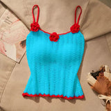 Pbong  Sexy Hollow Out Knitted Camisole Vest For Women Y2k Slim Fit Sleeveless Tops Mujer Summer New Bottoming Straples Tank Top