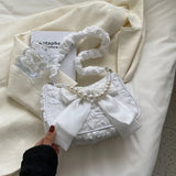 Pearl Female Bag Retro Luxury Designer Handbag Bow Crossbody Bags Fashion Canvas Women's Trend Shoulder bag Purses