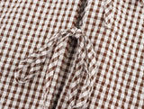New Women's Plaid Lace Up Shirts Blouses Fashion Turn Down Neck Blouse Top Women Casual Cute Sweet Long Sleeve Blouses Clothes