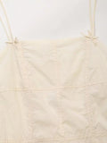 Solid Beige Plaid Embroidery Short Dress Sleeveless Sqaure Collar Casual Bow Women Dress 2025 New Sweet Chic Summer Vestidos