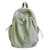 Women's Drawstring Ruched Lightweight Backpack Minimalist Casual Aesthetic Daily Simple Solid Color School Bag New Trend