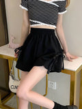 Pbong  Sweet Fashion Loose Bloomers Shorts Women High Waist Korean Preppy Style Short Pants Casual Design All Match Solid Shorts