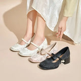 Pbong  Gothic Square Toe Block Heel Chunky Heels with Medium Woman Pumps Mary Jane Japanese Style Lolita Shoes for Women on Promotion