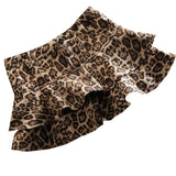 Sexy Leopard Print Pleated Skirt Y2k Vintage Style Women High Waist Skirts Ruffle Mini Skirt Brown Female Streetwear
