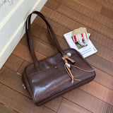 Pbong  Small Short Handle PU Tote Bags for Women Y2K Ladies Shoulder Bag Females Retro Handbags and Purses