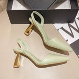 Pbong  Women Brand Slingback Design Thin Heeled Pumps High Heels Sandals for Woman Slip on Pointed Toe Party Shoes Women