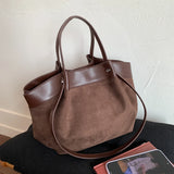 Pbong  New Luxury Designer Suede Leather Shoulder Bag Large Capacity Tote Bag Vintage Hobo Bucket Bag Retro Top-Handle Bags ﻿