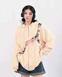 Y2K Vintage Zip Up Hoodies Women Harajuku Hip Hop Letter Print Sweatshirts Gothic Streetwear Loose Patchwork Tops Coats