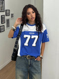 Women's&Men's Summer Streetwear Digital Print T-shirt  Blue Football Jersey Tees O-Neck Loose Breathable Short Sleeve Casual Top
