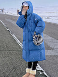 Korean Jacket Women Winter X-long Parkas Solid Hooded Thicken Warm Female Snow Wear Coat Padded Loose Clothes