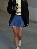 New Mini Skirt For Women Cute High Waist Fashion Y2K Skirts Set Casual Streetwear Womens Bottom Black Pleated Skirts