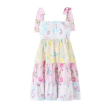 Pbong  Floral Printted Sexy Mini Dresse Bohemian Summer Elegant Bandage Ruffles Backless Women Vocation Casual Ladies Dress