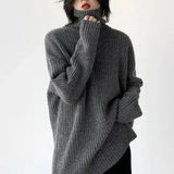 Turtleneck Pullovers Woman Cozy Knitted Sweater Oversized Long Sleeve Roll-neck Jumpers Autumn Winter Korean Fashion Outfit