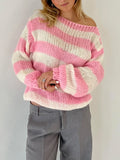 New Stripes Sweaters Vintage y2k Women Casual Loose Jumpers Autumn Winter Sweater Pullovers Long Sleeve Top Korean Fashion