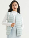 Winter Light Thin Down Short Vest Jacket Women 90% White Duck Down Warm Sleeveless Coat Single Slim Underwaist Outwear